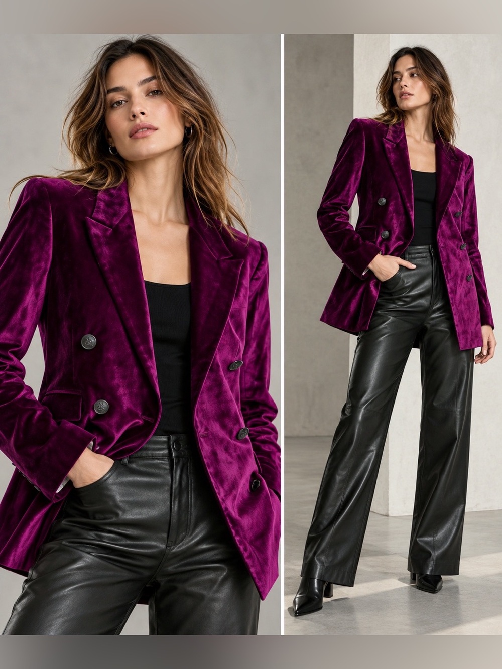NWT rag & bone Opal Velvet Double Breasted Blazer in Purple Size 10